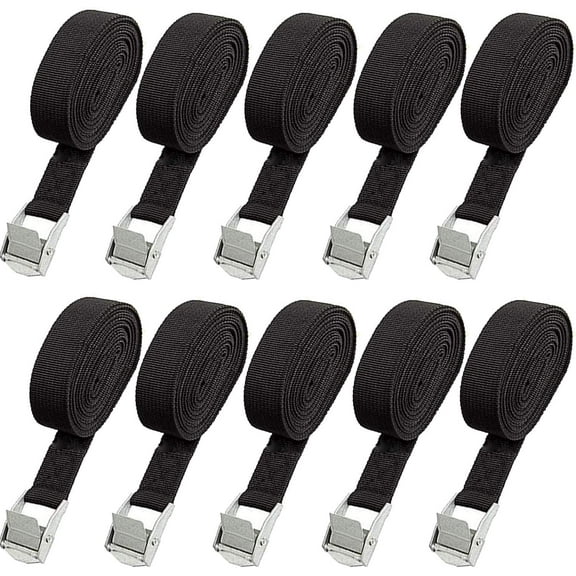 10 Pack Lashing Straps 16ft x 1" Tie Down Straps Cam Buckle Straps Heavy Duty Secure Straps up to 600 lbs for Kayak, Cargo, Luggage, Cinch, Canoe, Bicycles, Motorcycles, Truck