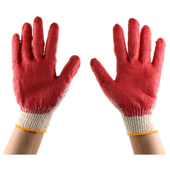 [10 Pack] Latex Dipped Nitrile Coated Work Gloves Small - String Knit Cotton Coated Work Safety Gloves Great for Construction, Warehouse, Home, Landscaping, Moving, Mechanic Cotton Disposable Gloves