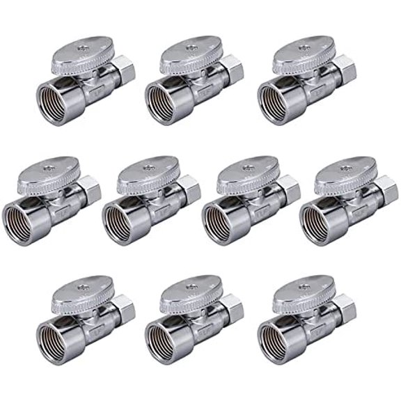10 Pack Lead 1/2 Inch FIP x 3/8 Inch OD Compression Quarter Turn Straight Water Angle Stop Valve Shut Off$$Tools & Hardware Other