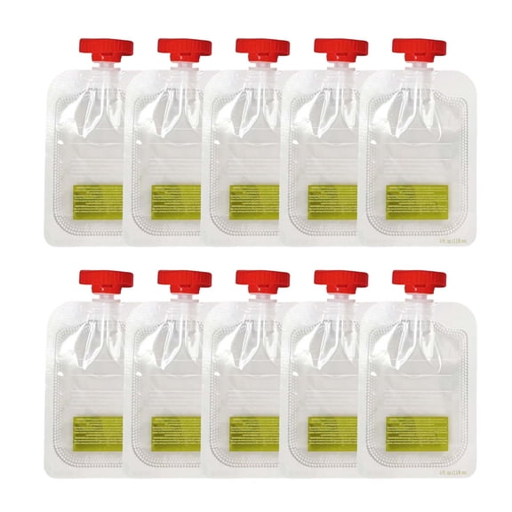 10 Pack Leak Proof Reusable Refillable Baby Food Pouches, Homemade Puree Squeeze Storage Bags, Portable Food Container for Kids Snack Juice Travel