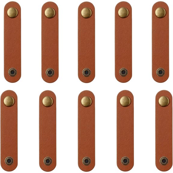10-Pack Leather Cord Organizer Set - Earbud Case &  Keeper for Headphones, USB Cords, and Chargers (Brown, - for Men & Women)