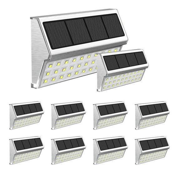 10 Pack Led Cool White Solar Fences Metal Deck Solar Light, Outdoor Wall Lights for House Steps Stairs Wall Walkway Garden Fences Pathway