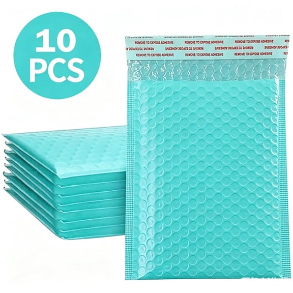 10 Pack Light Blue Air Cushion Mailing Bags - Waterproof Plastic Bubble Mailers with Shock Absorption, Lightweight Protective Envelopes for Shipping Electronics, Jewelry, Cosmetics & Fragile Items