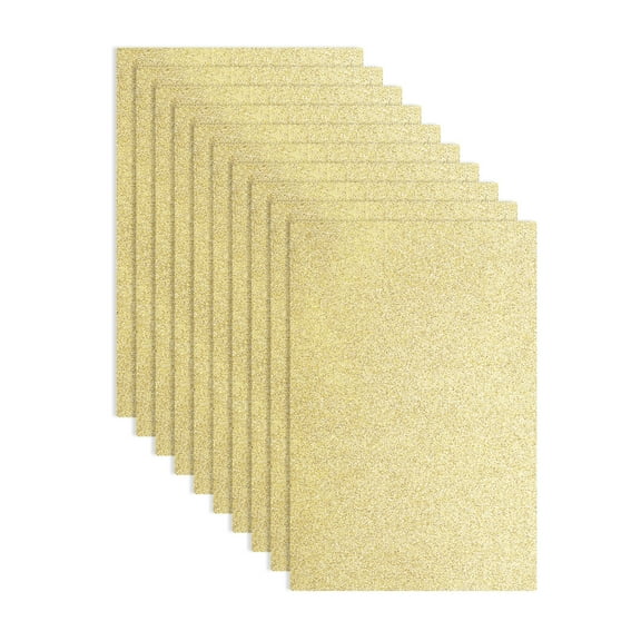 10 Pack Light Gold Glitters Foam Sheets, 8 x 12 Inch Self-Adhesive Sparkle EVA Foam Sheets for Crafting(1.5mm Thick)