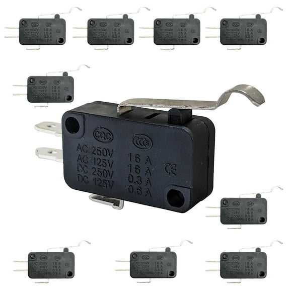 10 Pack Limit/Snap Mini Switches, SPDT, 5A @ 250V AC, Solder Lug Terminals