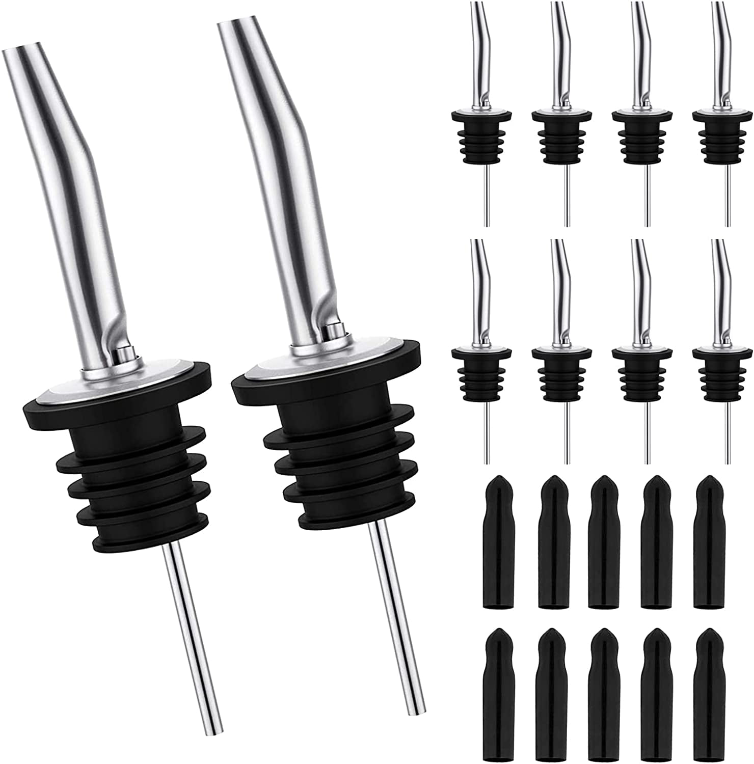 10 Pack Liquor Bottle Pourers, Stainless Steel Pour Spouts with Long ...