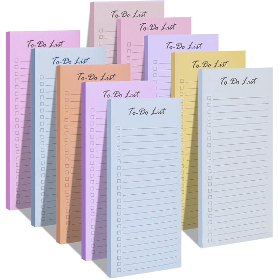 10 Pack to Do List Notepads Daily Checklist Notebook 8.5 x 3.7 Inch Lined Sticky Notes Memo Pad Assorted Colors Shopping List Notepad Weekly Planner Pad (Total 500 Sheets)