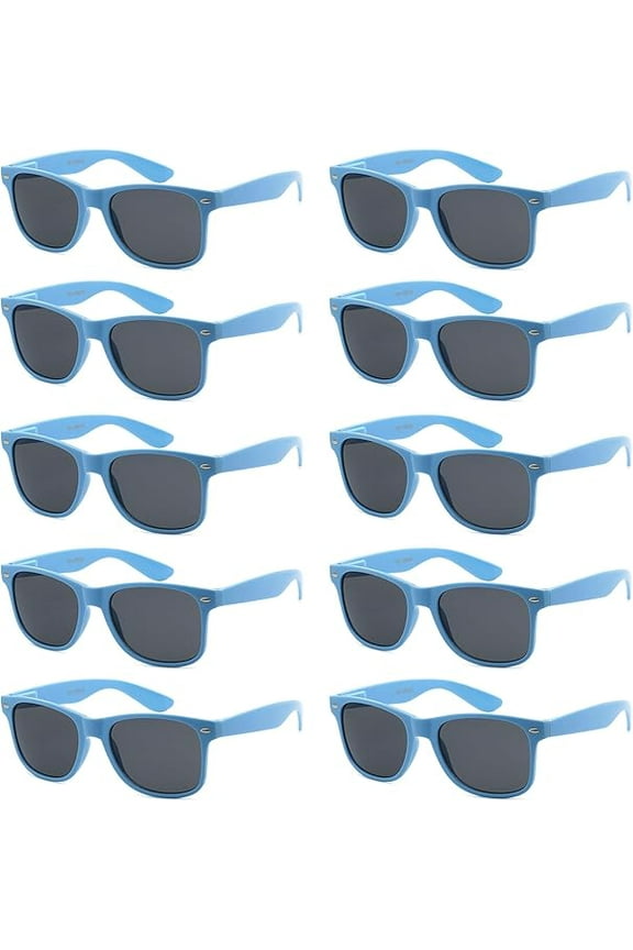 10 Pack Lite Blue Retro 80s Sunglasses Pack