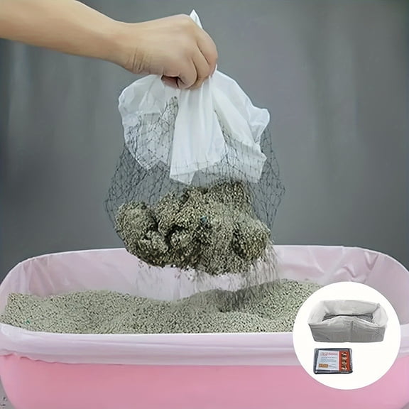 10-Pack Litter Box Liners, Extra-Strong Litter Mesh Bags, No-Scoop Litter Mesh Bags, Suitable For Puppy, Kitten, And Baby Litter Boxes, Reusable, 18.1*13.78 Inches.