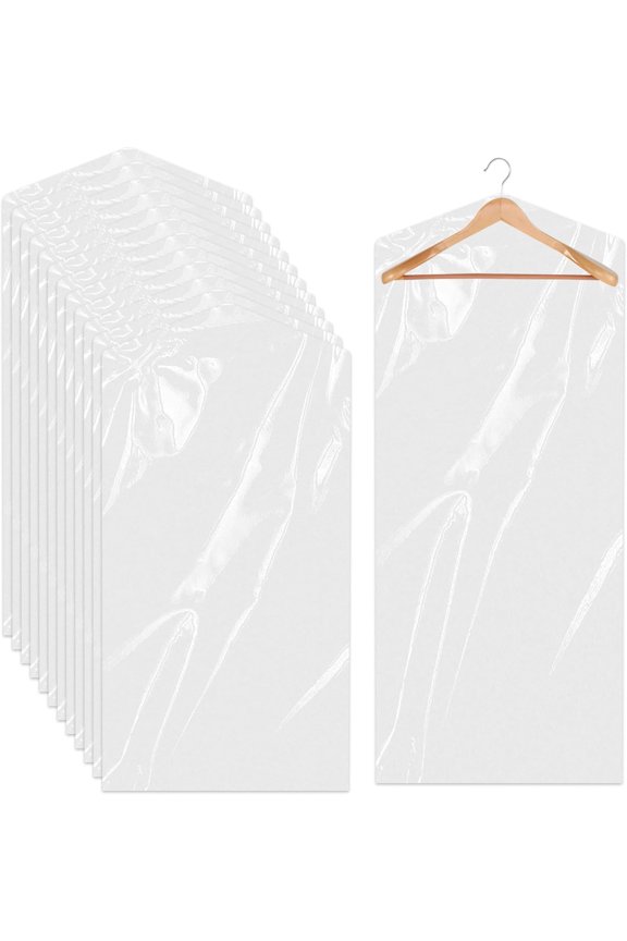 10 Pack Long Dress Covers 71 Inch Garment Bags for Hanging Clothes Plastic Suit Bags Dry Cleaning Bags Hanging Dust-proof Garment Bags for Coat Gowns Dresses