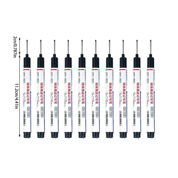 10 Pack Long Nib Permanent Carpenter Marker Pens, Quick Dry Waterproof Colorful Hole Markers with 10ml Ink, practical construction marking tool for multi-surface daily marking work