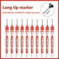 thumbnail image 1 of 10 Pack Long Tip Permanent Marker Pens for Drilling, Carpenter Marking Pens, Construction Hole Marker, 4 Color 3ml Ink for Wood, Metal, and Plastic, Red, 1 of 4