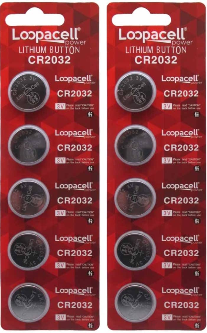 10 Pack Loopacell / 2032 / CR2032 / 3V / Lithium Coin Cell Battery