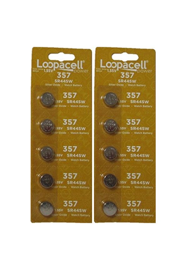 10 Pack Loopacell 357 AG13 LR44 Button Cell Silver Oxide Batteries