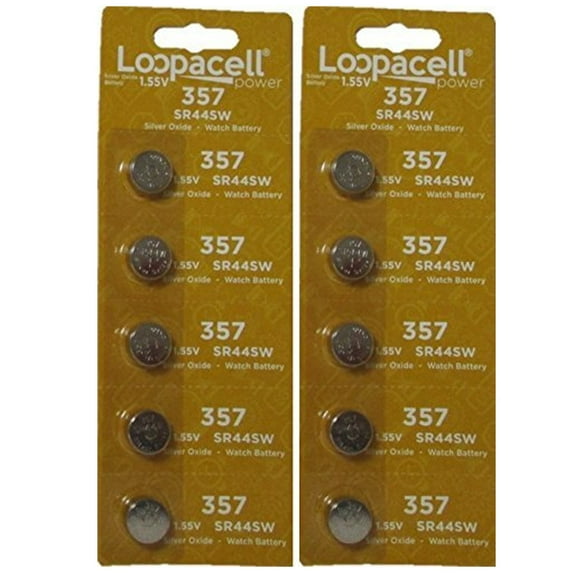 10 Pack Loopacell 357 AG13 LR44 Button Cell Silver Oxide Batteries