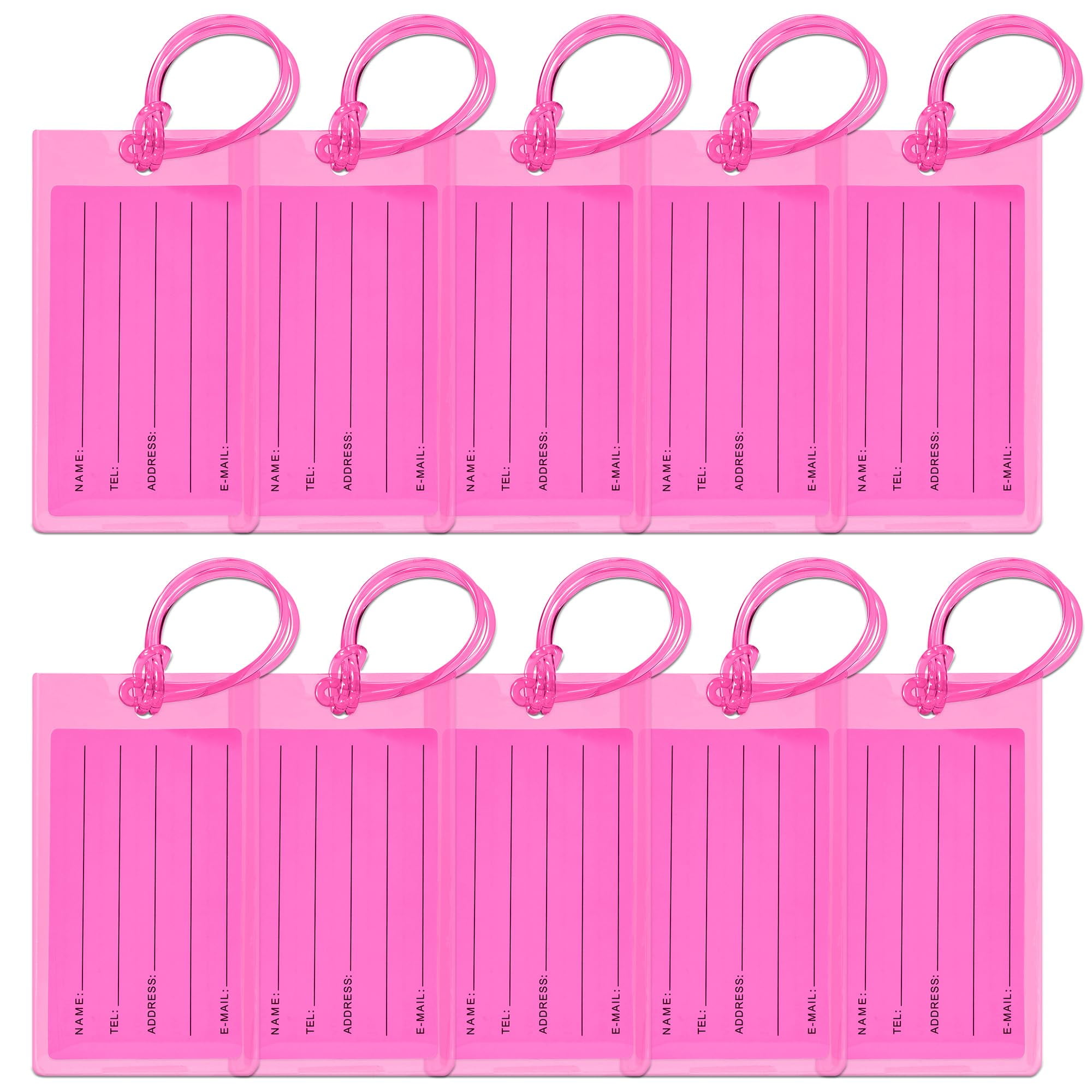 10 Pack Luggage Tags Suitcases PVC Travel Bag & Baggage ID Label Tags ...