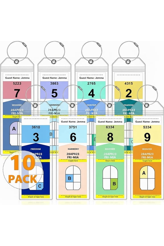 10 Pack Luggage Tags Travel Essentials & Cruise Essentials for NCL, Princess, Carnival, Royal Caribbean & Celebrity Cruise Ships