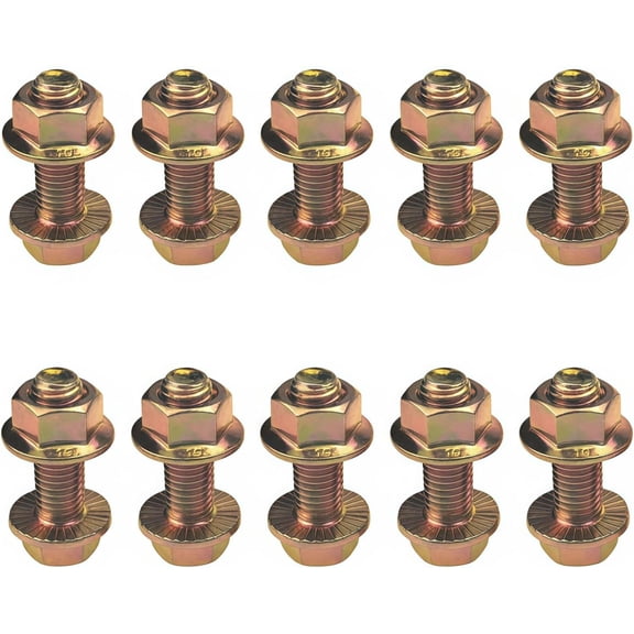 10-Pack M10 Flange Bolt Kit - Grade 10.9 High Carbon Steel, Zinc Plated, 30mm Length - for Engine Mount, Bracket, Chassis & Suspension Repair