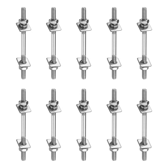 10 Pack M4x50mm 304 Stainless Steel Double End Threaded Stud Screws Set