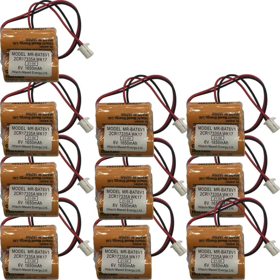 (10 Pack) MR-BAT6V1 2CR17335A WK17 6V 1650mAh Battery with Plug for M80 Driver MR-J4 servo System