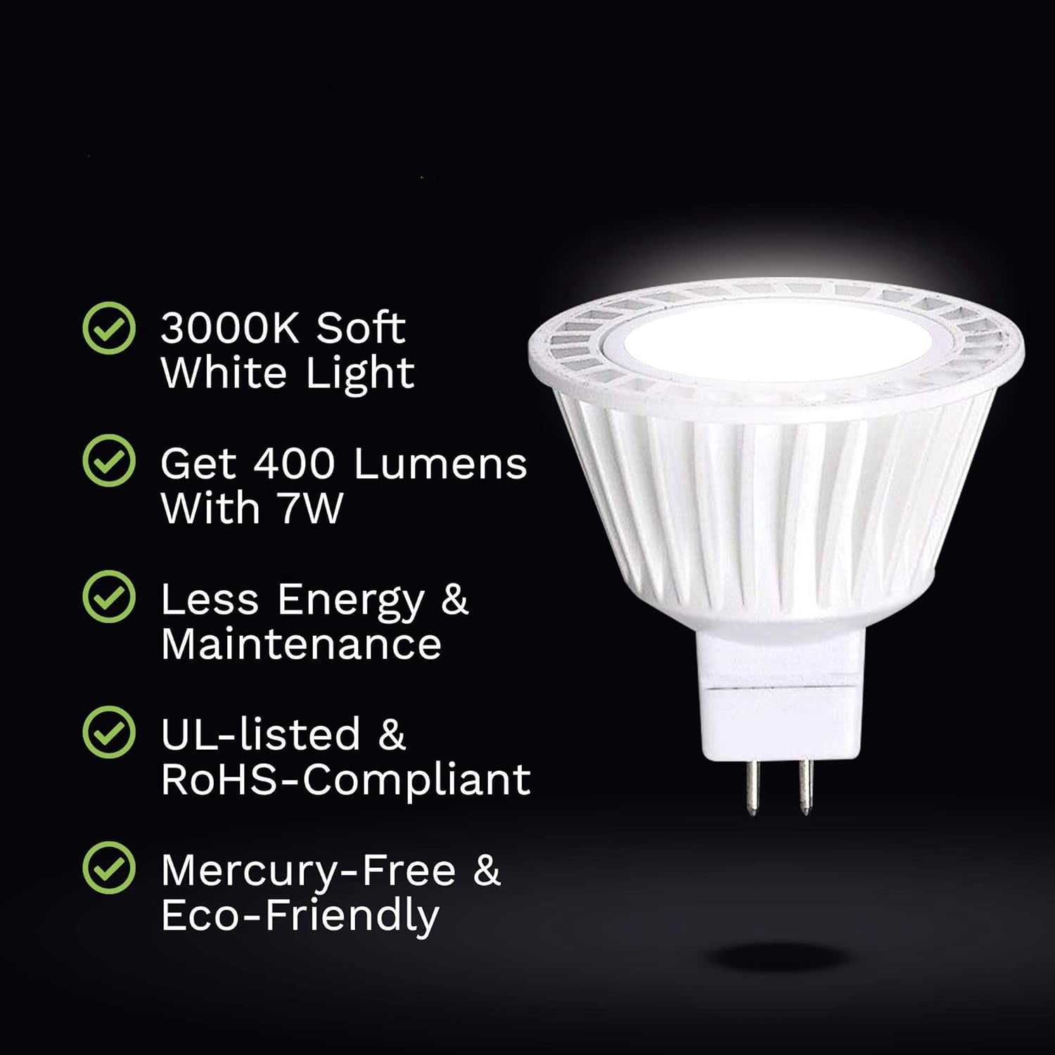 10 Pack MR16 LED Bulb Dimmable 50W Halogen Replacement 3000K 7w 12V AC ...
