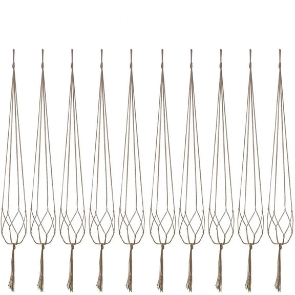10-Pack Macrame Plant Hangers, 40 Inch Jute Rope Hanging Baskets for Indoor Outdoor Garden Decor, Plant Holder for Pots, Boho Home Wall Decoration