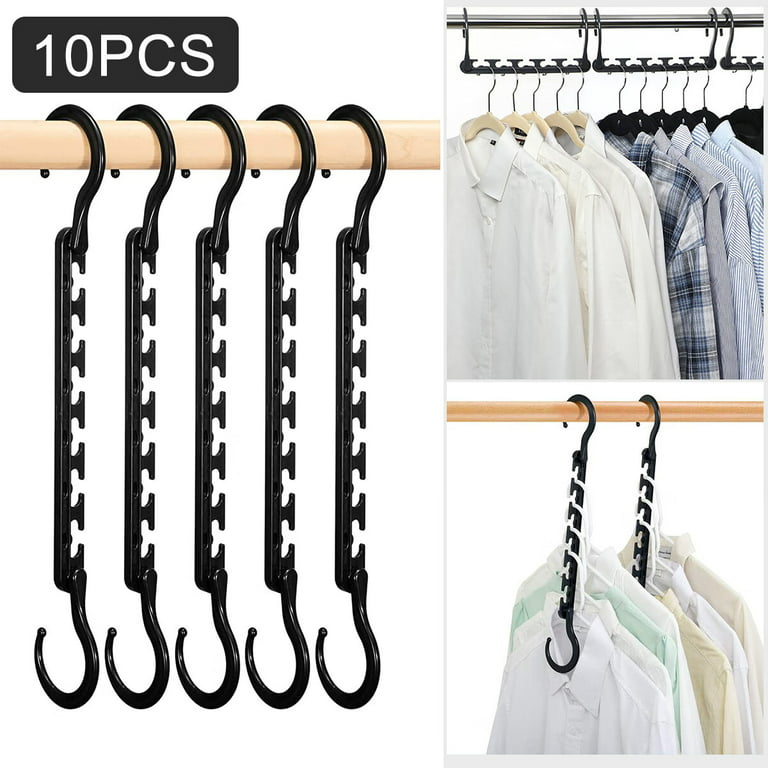 10 Pack Magic Hangers Space Saving Wardrobe Clothing Hanger Organizer for  Heavy Clothes Multi-Hole Sturdy Plastic Smart Space Saver Hangers for Closet  Clothes Storage 