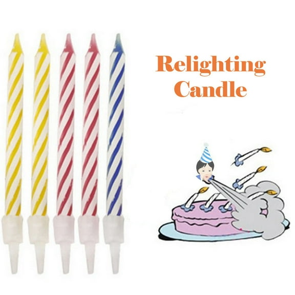 10 Pack Magic Trick Relighting Birthday Candles Fun Joke Party Toy for Kids