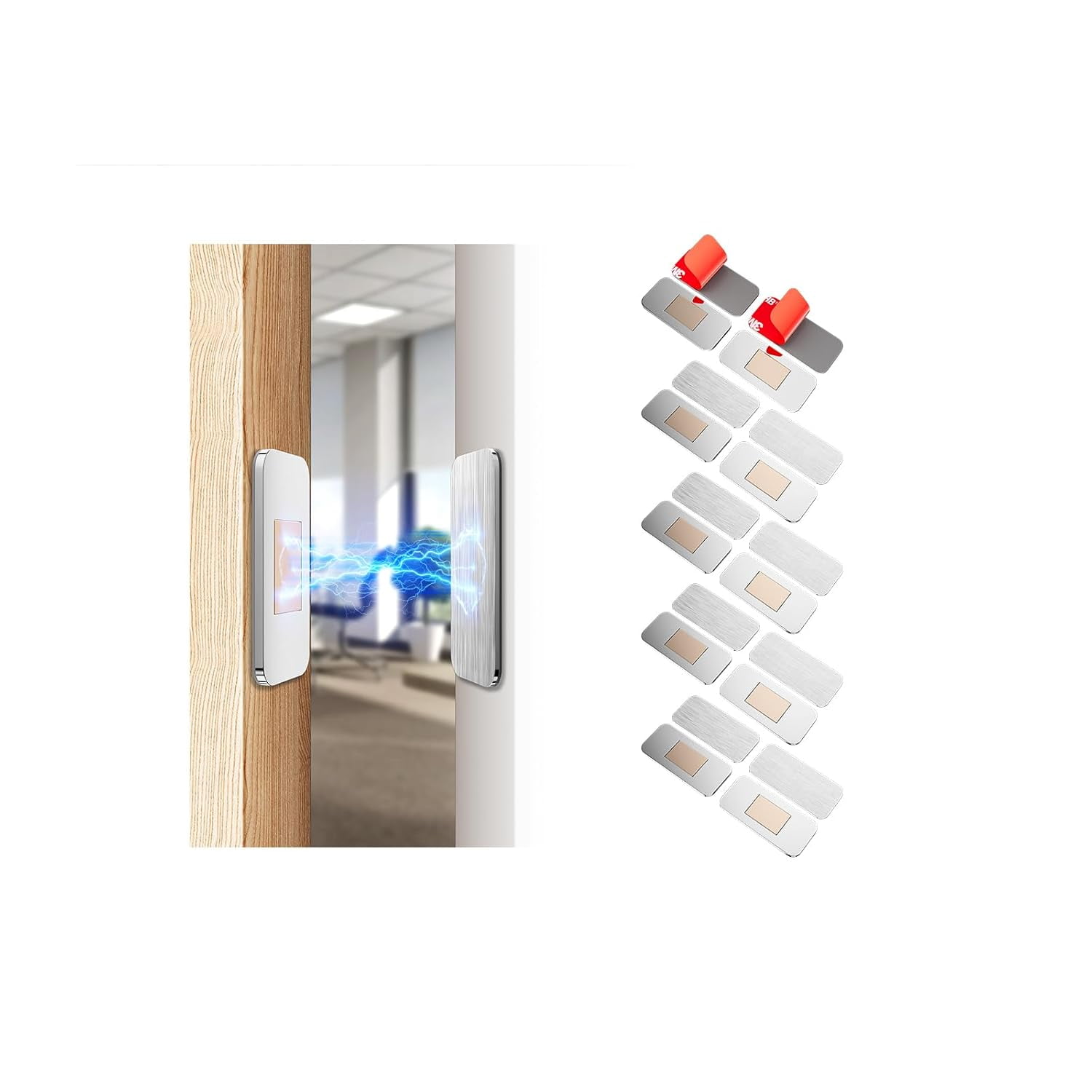 10 Pack Magnetic Cabinet Door Catch, Ultra Thin Cabinet Door Magnets, Adhesive Drawer Magnets to Stay Closed, Stainless Steel Cabinet Latch Easy to Install with Double Sided Tape
