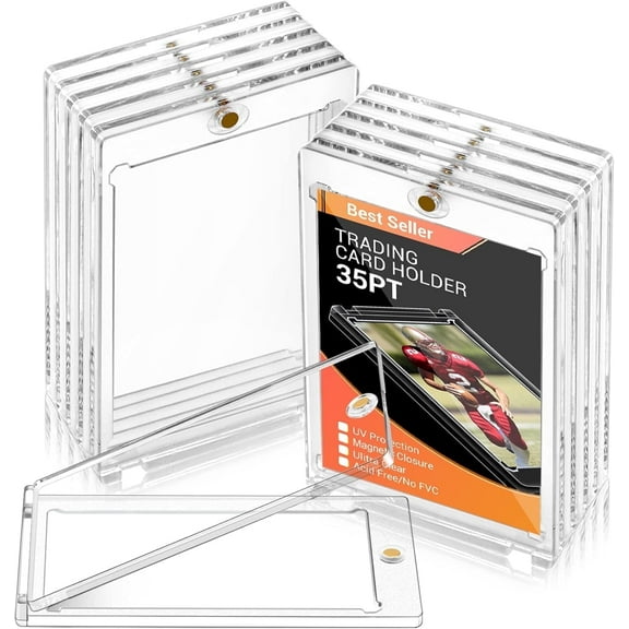 10 Pack - Magnetic Card Holder, 35PT Magnetic Trading Card Holder, Baseball Card Holder, Hard Acrylic Card Cases, Card Protector for Game Baseball Sports Card, Fit for Standard Card