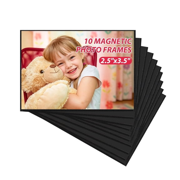 10 Pack Magnetic Picture Frame,2.5x3.5 Inches Magnetic Picture Frames for Refrigerator,Magnetic Photo Frames for School,Home,Office(Black)