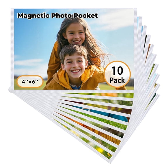 10 Pack Magnetic Picture Frames, 4 x 6 Inches Magnet Frames for Refrigerator, Magnetic Photo Frames for Refrigerator, Home, School, Office (White)
