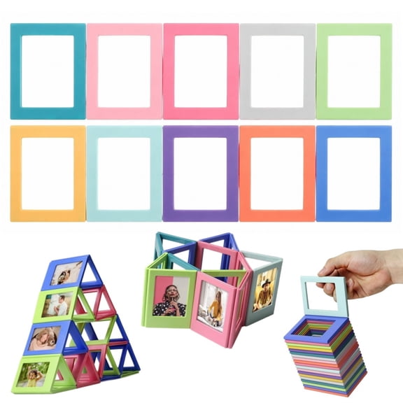 10 Pack Magnetic Picture Frames for Refrigerator, Colorful Mini Table Photo Frame Holder for Fridge School Office, Random Colors, 2x3 inch