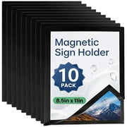 10 Pack Magnetic Sign Holder 8.5x11 Inches, Self-Adhesive Wall Mount Display Frame with Strong Magnetic Border & Clear PVC Cover for Office, Home, Store,   No Drilling Required Black