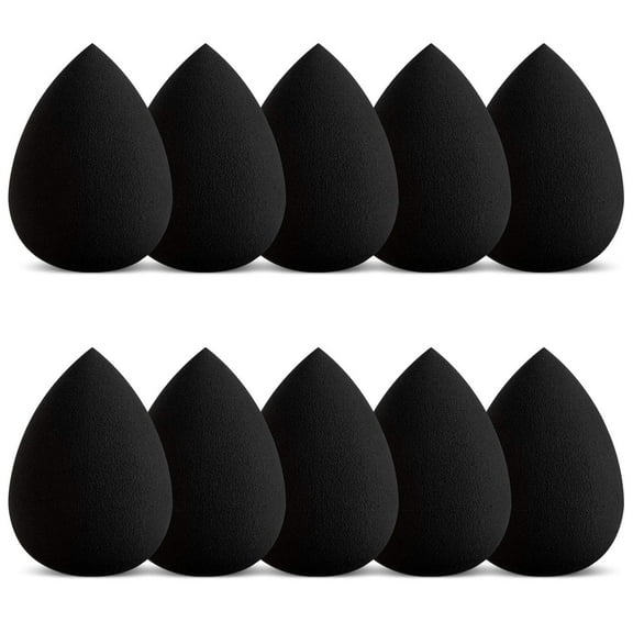10 Pack Makeup Sponge Set, Beauty Foundation Sponges Blending Latex-Free Washable Cosmetic Blender Applicator Puff, Flawless For Powder Liquid Cream, Black