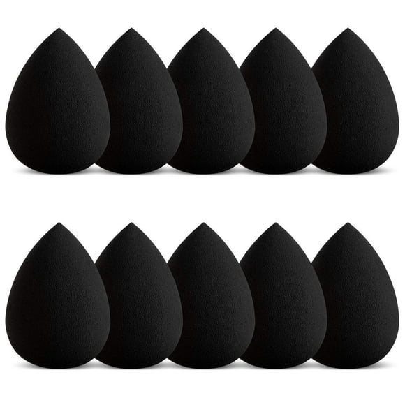 10 Pack Makeup Sponge Set, Beauty Foundation Sponges Blending Latex-Free Washable Cosmetic Blender Applicator Puff, Flawless For Powder Liquid Cream, Black