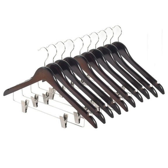 10 Pack Maple Wood Hangers Natural Finish Wooden Coat Hangers with Swivel Hooks and Pants Clips for Shirts Suits Jackets Dresses Heavy Duty Closet Organization