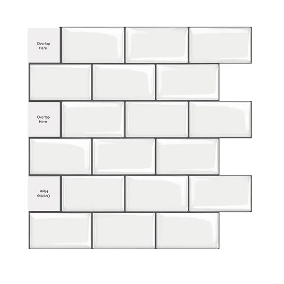10 Pack Marble Peel and Stick Backsplash Tiles - 12x12 Inch Adhesive Glazed Ceramic for Kitchen Walls and Bathroom Countertops, Waterproof, Heat Resistant, Modern Design