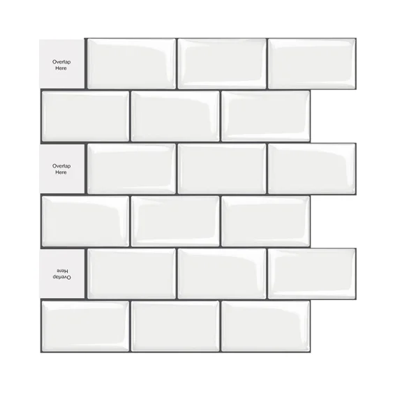 10-Pack Marble Peel and Stick Backsplash Tiles 1212 Inch, Glazed Ceramic Surface for Kitchen Bathroom Countertops