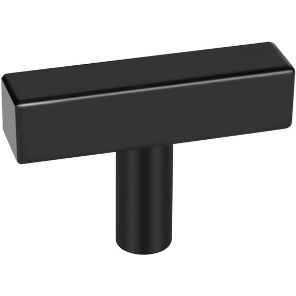 10 Pack Matte Black Cabinet Knobs Kitchen Cabinet Hardware Black Drawer Pulls - Lsj22Bk Kitchen And Bathroom Knobs T Bar Square Modern Cabinet Door Pulls 2" Overall Length