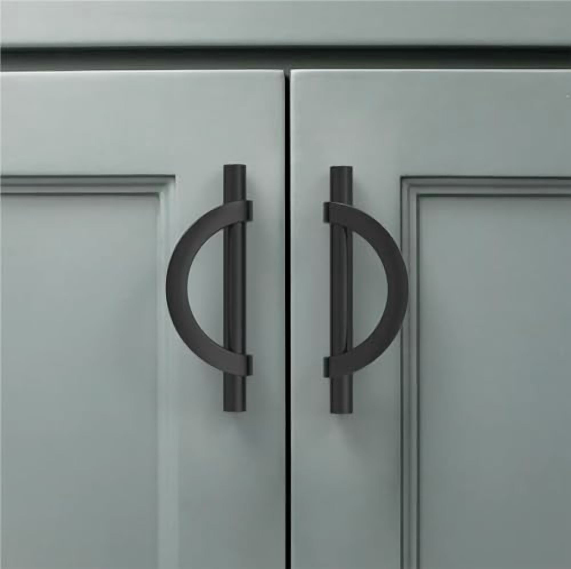 Homdiy 6-Pack Black Cabinet Handles – 3-3/4" Hole Centers, Stainless Steel Pulls For Kitchen Drawers & Wardrobes