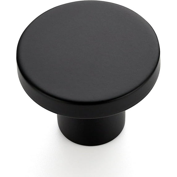 10 Pack Matte Black Cabinet and Drawer Knobs - 1-1/5 Inch Round Pulls for Kitchen, Dressers and Closets
