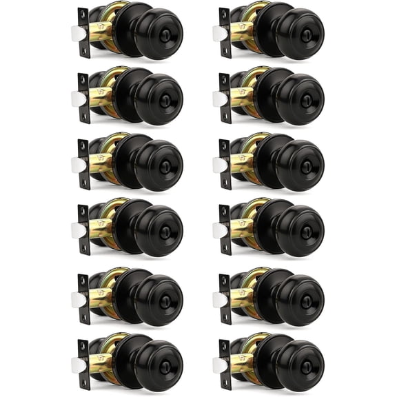 10 Pack Matte Black Privacy Door Knobs Interior, Classic Round Shape Bedroom Doorknobs with Lock, Keyless Modern Design Door Lockset for Bathroom and Bedroom