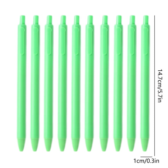 10 Pack Matte Macaron Green Retractable Gel Pens, 0.5mm Fine Tip 1ml Large Capacity Fast-Drying Smooth Black Ink Pen for Daily Office Use