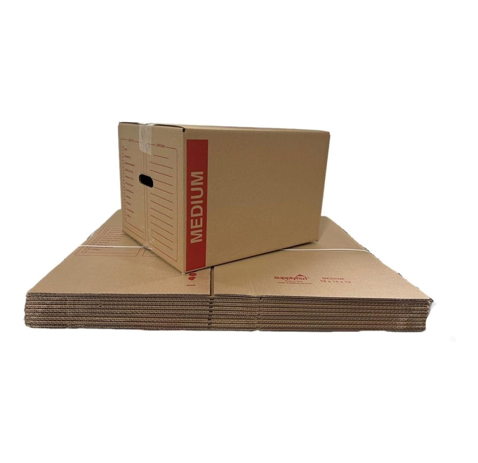 10 - Pack Medium Cardboard Moving Boxes 18x14x12 32 ECT With Handles Brown