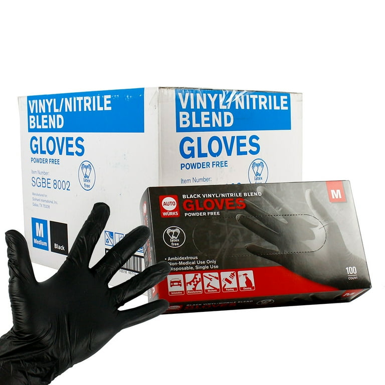 10 Pack Medium Vinyl And Nitrile Gloves 1,000 In A Case Powder And