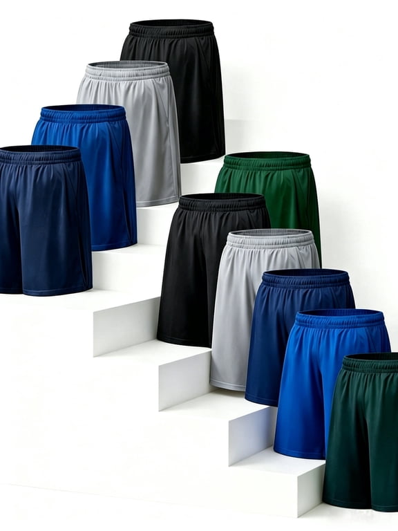 10-Pack Men'S Casual Loose-Fit Quick-Dry Shorts, Elastic Waistband And Drawstring, Workout Shorts With Pockets, Lightweight Men'S Running Shorts