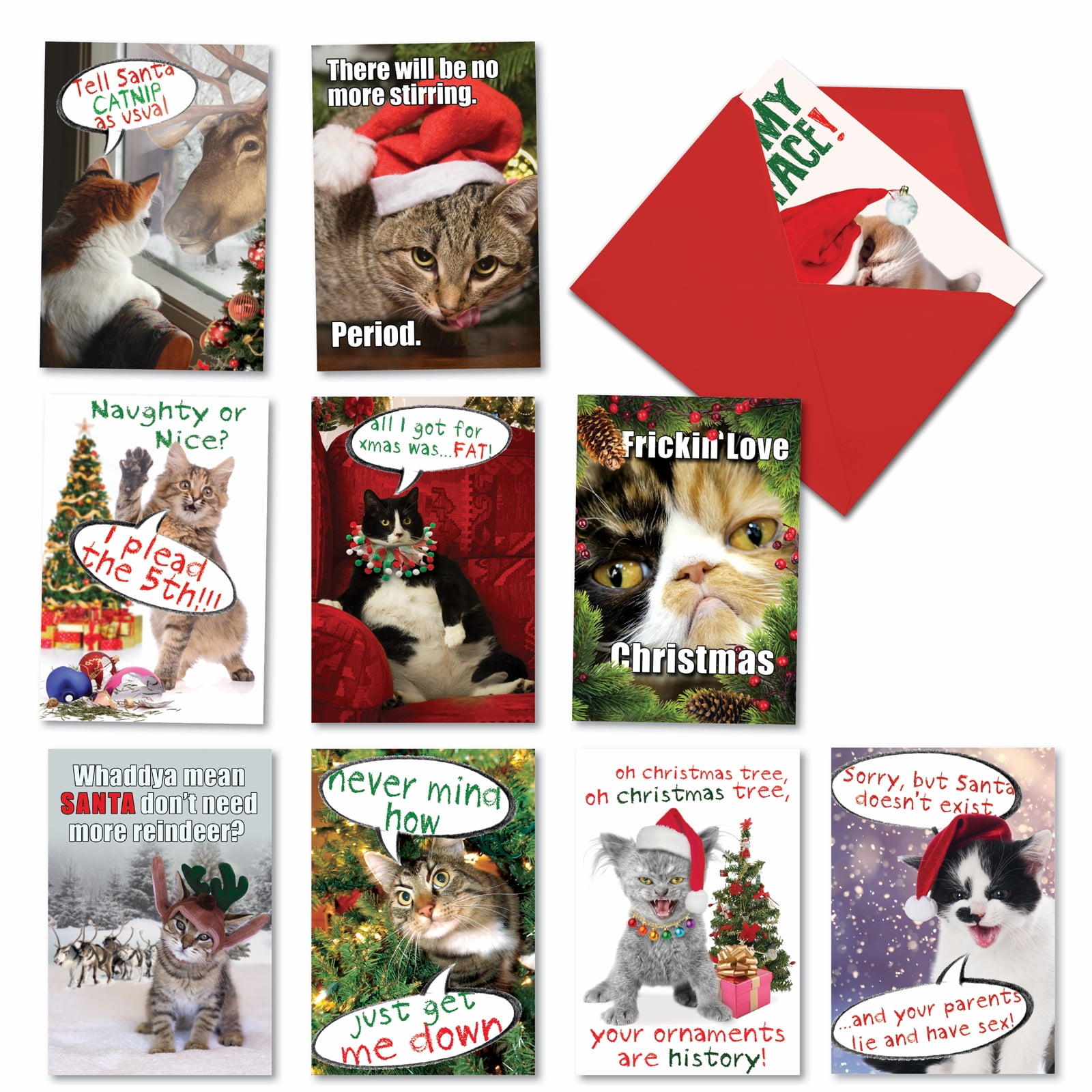 NobleWorks 10 Pack Merry Christmas Cards With Envelopes - Walmart.com