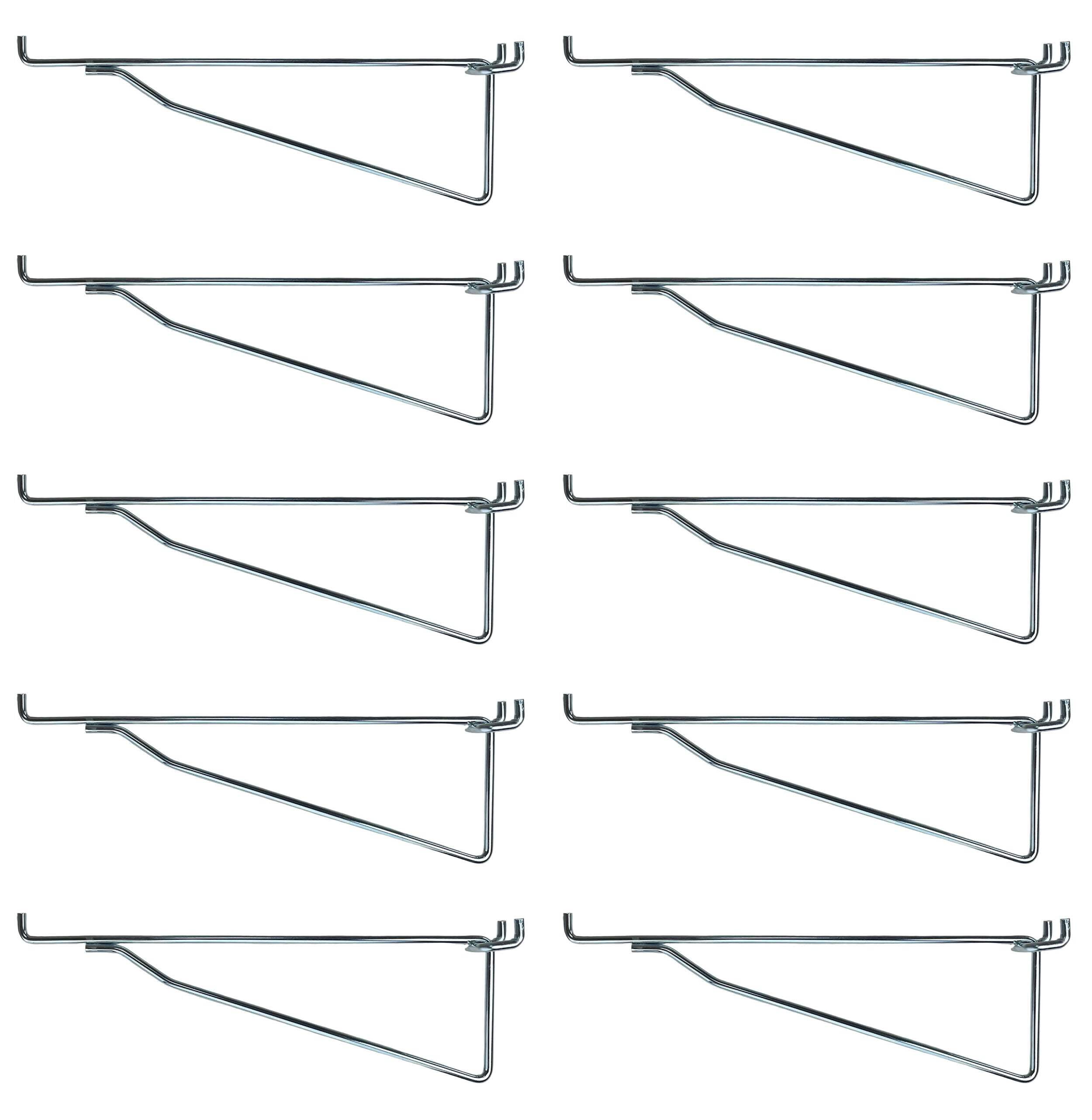 (10 Pack) Metal 8 Inch Mega Shelf Bracket Garage Hanger for 1/8"  1/4" Pegboard