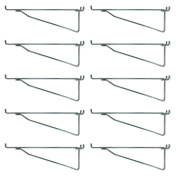 (10 Pack) Metal 8 Inch Mega Shelf Bracket Garage Hanger for 1/8" 1/4" Pegboard